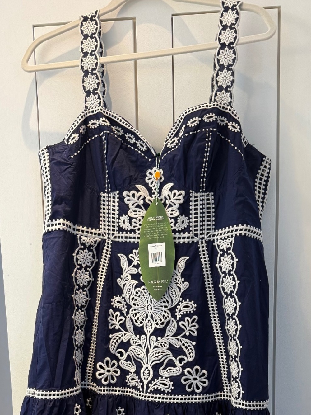 Farm Rio Blue Richelieu Embroidered Midi Dress XL - Picture 3 of 6
